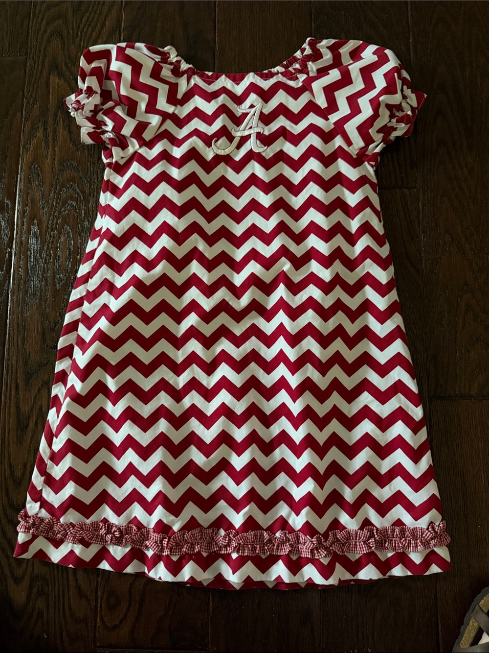 Girls Red Chevron Short Sleeve Casual Dress